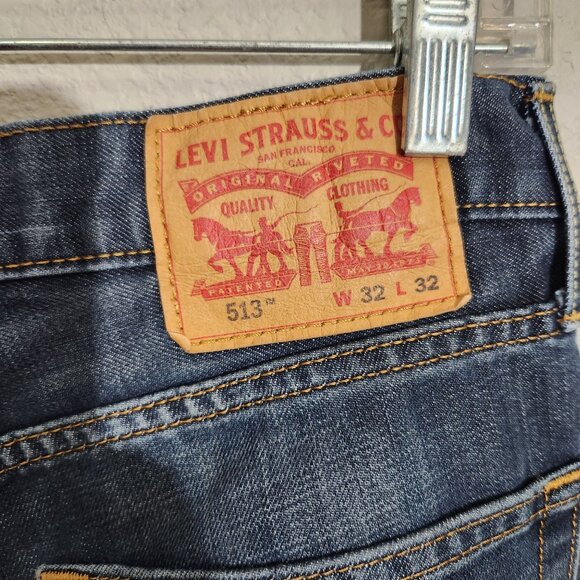 Levis 513 Slim Straight Fit Blue Denim Jeans W32 L32 Mens Casual Wear - Picture 2 of 16